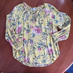 LOFT Yellow Floral Blouse